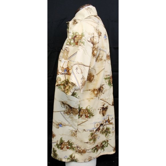 VTG 70s Jp2 Bardon Inc Men XL Beige Shirt Button Up Collared Short Sleeve Horses - Picture 4 of 10